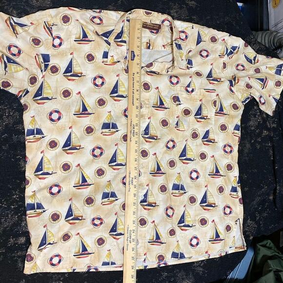 VINTAGE Guayaberass Nautical Button Up Casual Shirt short sleeve unknown size - Picture 6 of 10